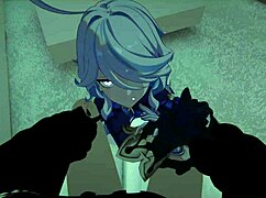 kafka and furina passionately take turns pleasuring the goth boy