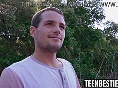 Three Teen 18+s Force Friend to Show Dick and Fuck Them in Forest