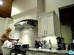 brandi love in lingerie cooking, oops tits out