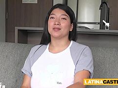 massive boobs latina babe gets titty fucked at rough amateur casting