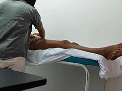 the doctor gives special attention and sensual massage to his female patient
