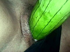 i made her orgasm with fruit in her shaved wet pussy, then creampied her tight hole