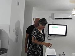 The slut calls a lover for hardcore action until her husband arrives. Bent over and sucking big cock!