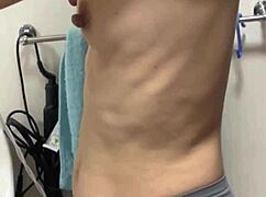 Licking wife's hard nipples after shower.