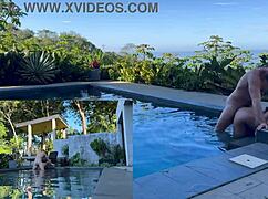 i bent over for anal and blowjob by the pool in costa rica