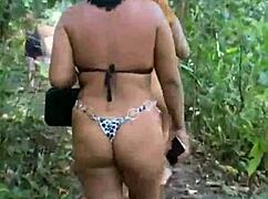 three hot chicks sneaking into the forest to get naughty with hairy pussies