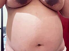 Pregnant stepmom strips on webcam