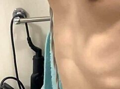 Licking wife's hard nipples after shower.