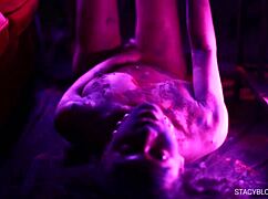 Horny babe caressing herself with dildo 😏