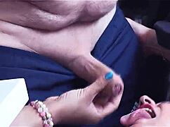 Vicky the secretary meets a client and they fuck without condom, creampie?