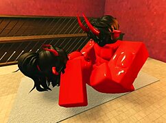 this demon girl seduces me with her hot oiled body in a sauna