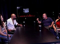 this woman in sheer red puts it all in her mouth during lesbian scenes!