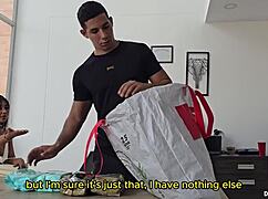 I got caught stealing, so I teased the bodybuilder security guard with my tight pussy for a deepthroat and cumshot