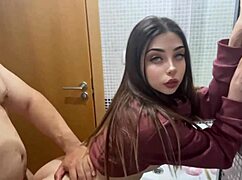 young whore bent over in bathroom pov