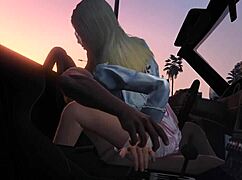 in gta 5, franklin picks up a hooker and gets serviced in the car