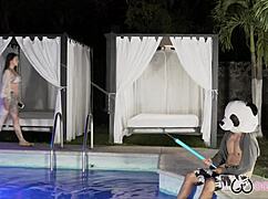 they fuck me in public pool, husband clueless