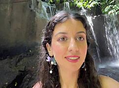 cum on face in public locker room, then cumwalk at the waterfall