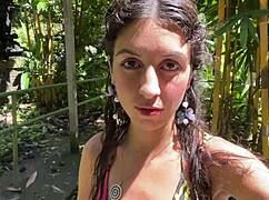 cum on face in public locker room, then cumwalk at the waterfall