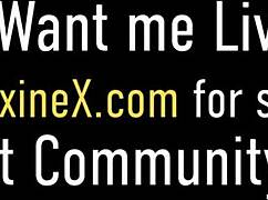 asian milf maxine x gives footjob in pantyhose