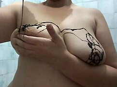 Big Natural Tits Masturbate with Chocolate Until Orgasm