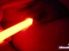 Feeling the force with star wars bbw toy play and light saber masturbation