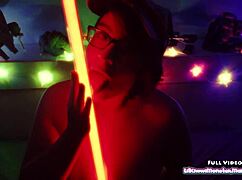 Feeling the force with star wars bbw toy play and light saber masturbation