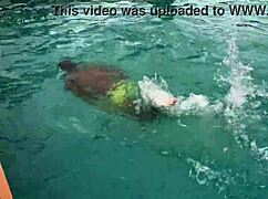 Oily Fat Bitch Fucked at Pool to Cumshot