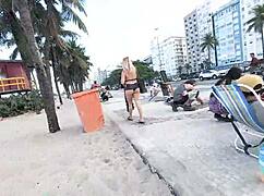 walking in mini shorts on copacabana beach, guys staring at me.