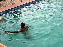 Oily Fat Bitch Fucked at Pool to Cumshot