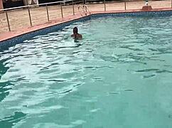 Oily Fat Bitch Fucked at Pool to Cumshot
