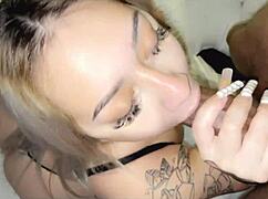 blonde teen deep throats big black cock