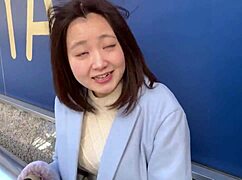 Wow, this busty asian saleswoman fucks doggystyle in lingerie and bunny cosplay!