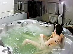 young lesbian couple takes bath and fingering naked in jacuzzi 😘