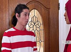 Cheating halal wife takes foreign cock in blowjob and pussy pov action