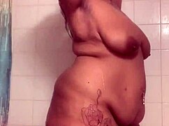 fresh face and bare ass self-fucking in shower with toys