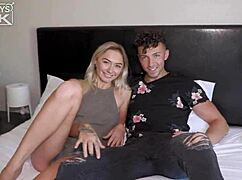 Tan Petite Teen Meets Muscular Hunk's Monster Cock in Intense Split