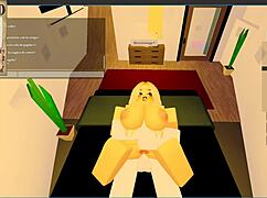 this blonde slut with big tits and ass gets blowjob action on huge cock in yacht room roblox rp collab with catalina2991