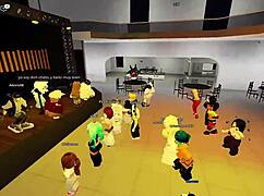 damaging with naughty young girls in roblox party hall
