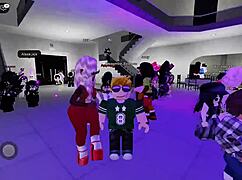 damaging with naughty young girls in roblox party hall