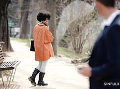 uh i mean this cute ebony babe with hairy pussy gets deepthroat and doggystyle interracial fucking... like first time passion from sinfulxxx