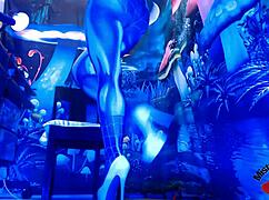 sexy spiderbabe in halloween costume teasing with contrasts