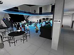 damaging with naughty young girls in roblox party hall