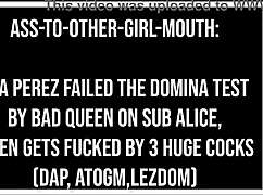 Ass to other girl mouth eva perez failed her domina test then got fucked by 3 huge cocks dap atogm atm lezdom hard spanking lez bully spitting foot worship ob322