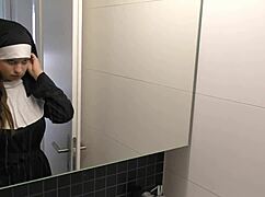 Hey, check out this shy teen 18+ nun Angelina Brill getting a BBC creampie in her first casting 😏