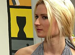 Fresh face Michaele engages in intense riding and doggystyle sex, showing off her tits and ass in public.