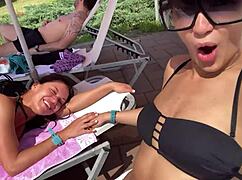 Horny Beauties Fuck Publicly At Aquapark