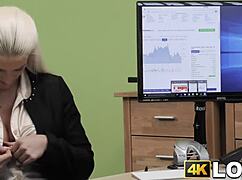 stunning blonde fucks monster cock in pov for loan at work