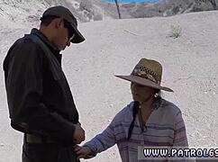 wife casually gives a blowjob and swallows while stepson gets his birthday blowjob from someone else, all outdoors with dad filming in uniform