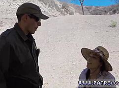 wife casually gives a blowjob and swallows while stepson gets his birthday blowjob from someone else, all outdoors with dad filming in uniform