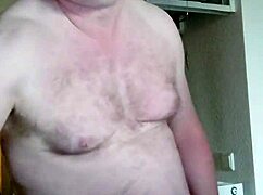 European guy naked in the morning, horny with coffee and small cock